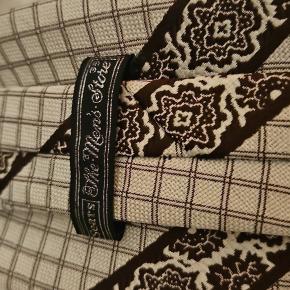 Vintage SEARS 1960s Maroon Floral Plaid Clip-on Tie - Picture 6 of 8